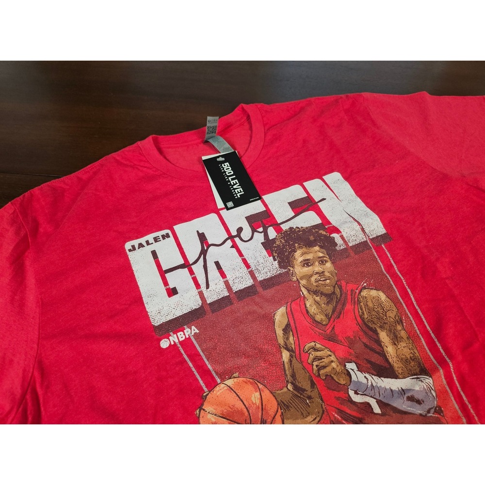 500 Level Jalen Green Houston Rockets NBA T-Shirt Mens 2XL Heather Red New Tag